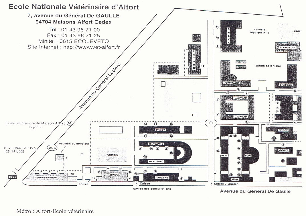 plan acces à l'ENVA Ecole nationale veterinaire d'Alfort